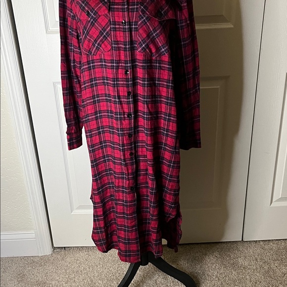 NWT Natural Life Red Plaid Button-Up Flannel Shirt Dress Size Small Cabincore - Picture 4 of 8